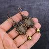 Natural Golden Rutile Gemstone Copper Wire Wrap Jewelry Earring 3.35" R3g82
