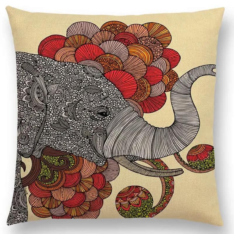 Hinduism Style Cushion Cover Mandalas Floral Animals Flower Deer Elephant Whale Bee Pig Pangolin Squirrel Frog Sofa Pillow Case