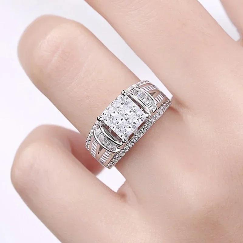 New Princess Square Cz Wedding Rings For Women High Quality  Color Sparking Engagement Proposal  Statement Jewelry