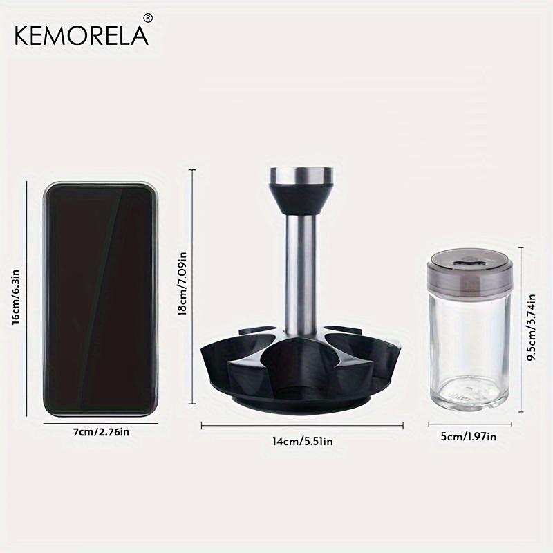 KEMORELA 360° Rotating Spice Bottle Set Glass Seasoning Storage Rack for Salt Sugar Pepper Kitchen Organizer