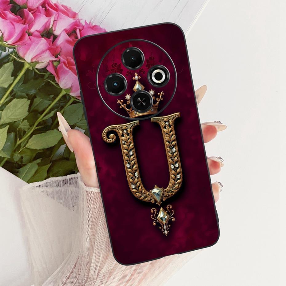 2025 Fashion Crown Letter Case For Tecno Spark 30C 30 Pro 4G Black Silicone Soft Cover For Tecno Spark30C 30 30Pro Phone Cases