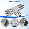 2Pcs 6602-06-06-06 Run Tees Swivel Hose Fittings 3/8inch JIC (9/16"-18 thread) Male x 3/8inch JIC Female Stainless Steel Hydraulic T Adapter Fitting
