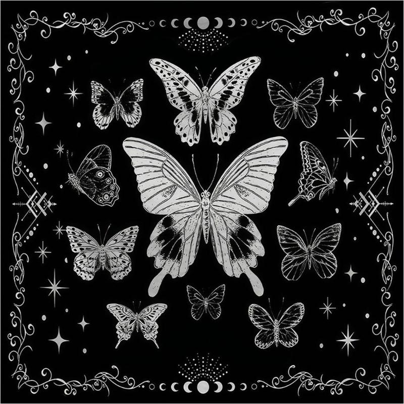 

Tarots Card Tablecloth Altars Cloth Butterfly Astrologys Tablecloth Divinations Card Cloth Tapestry Wall Decoration 75x75cm