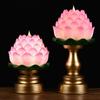 LED Lotus Flame Lamp: Floating Candle Holder with Plug-in/Battery Options, Ideal for Home or Buddha Offerings