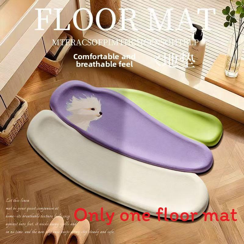 Silicone Diatom Mud Bathroom Absorbent Non Slip Rug With Cartoon Pattern For Home Use