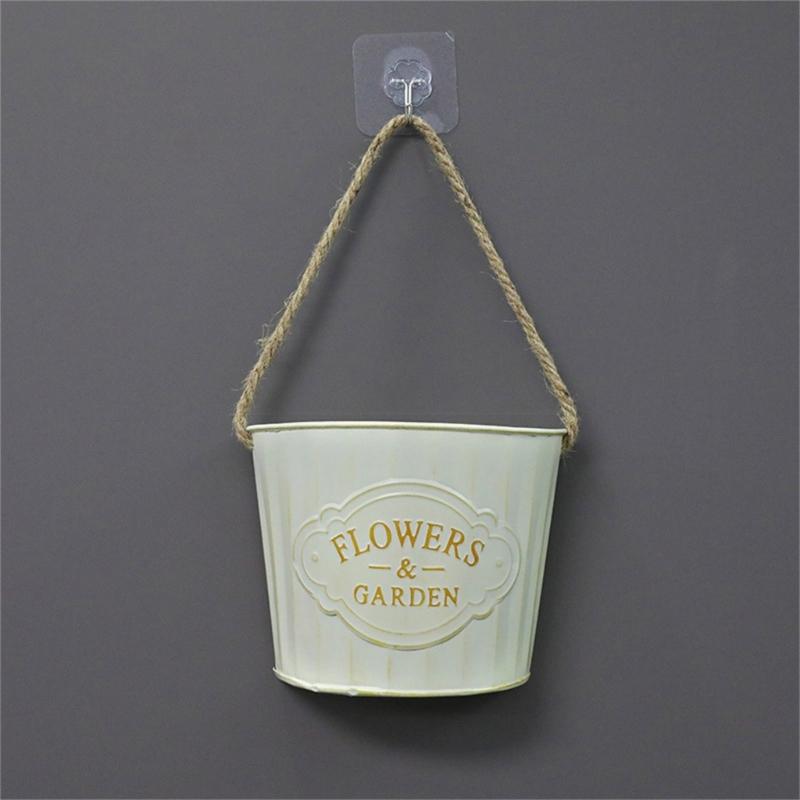 Hanging Small Iron Bucket Decorative Plant Pots Plant Hanging Pots Wall Hanging Indoor Flower Basket Metal Flower Pots