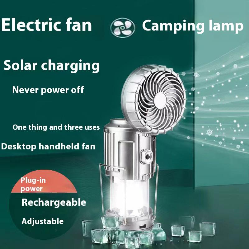 Solar Portable Camping Lanterns Electric Fan 1500mAh LED Solar Power Hanging Tent Rechargeable Outdoor Emergency Lamp with Fan
