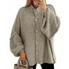 Autumn/Winter Solid Color Knit Button Cardigan with Large Sleeves - Casual Style