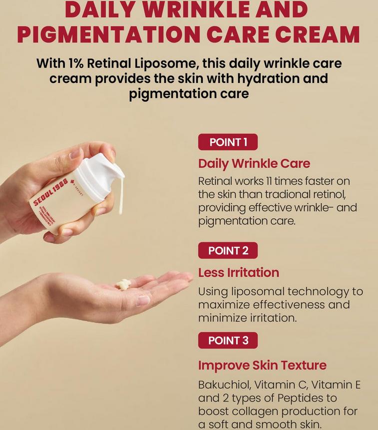 K-SECRET SEOUL 1988 Cream : Retinal Liposome 1% + Fermented Rice 50ml/ Anti-Aging, Moisturizing, Korean Cosmetics, Kbeauty