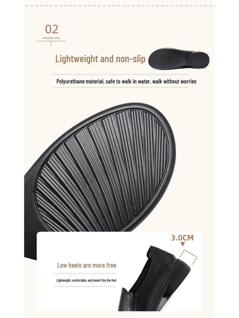 Genuine Leather Soft Sole Slip-on Shoes for Women, Non-slip, Comfortable, Plus Size, Autumn Style - Model 801319