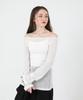 CATTLINE See-Through Back Slit Long Sleeve Knit (White)