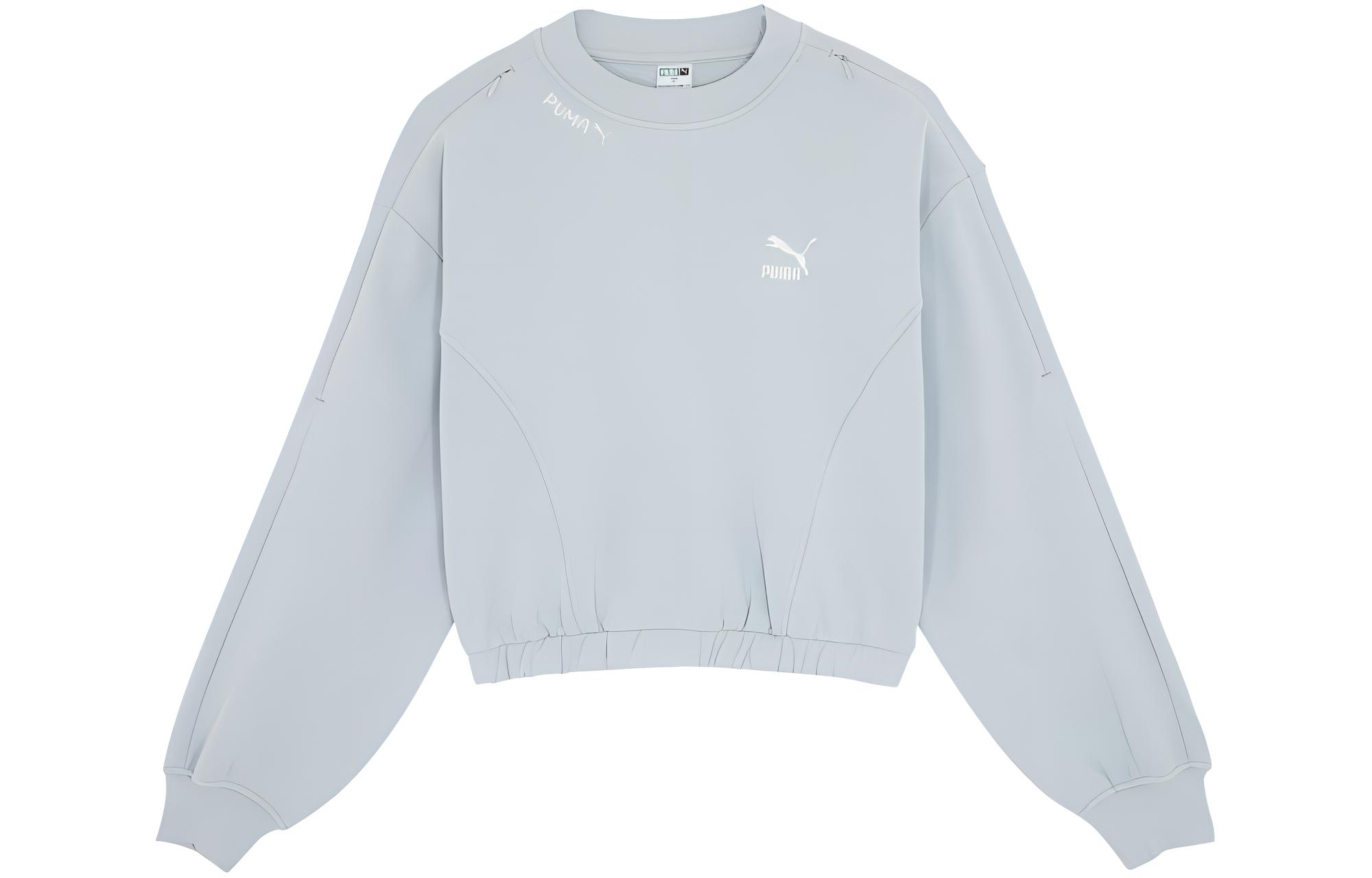 PUMA CLASSICS Sweatshirts Women s Platinum Gray Crew Neck Moderate Other 625167-80 L