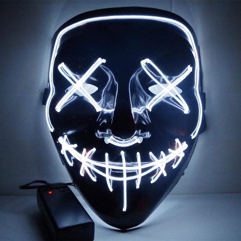 Black Ghost LED Sound-Control Mask - Luminous V Shape Halloween Prop