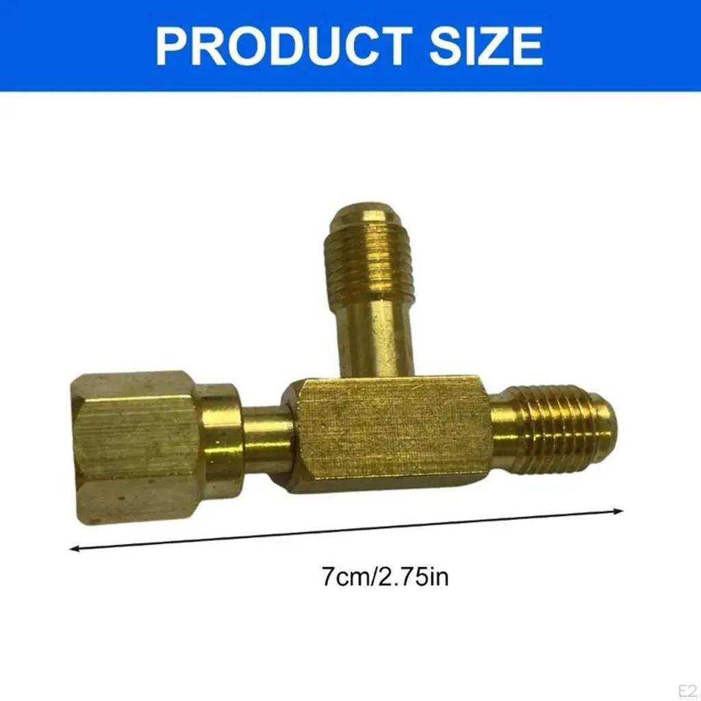 1/4'' Valves Core Tee Adapter Quick Coupler Access Air Conditioning System Connector Brass T