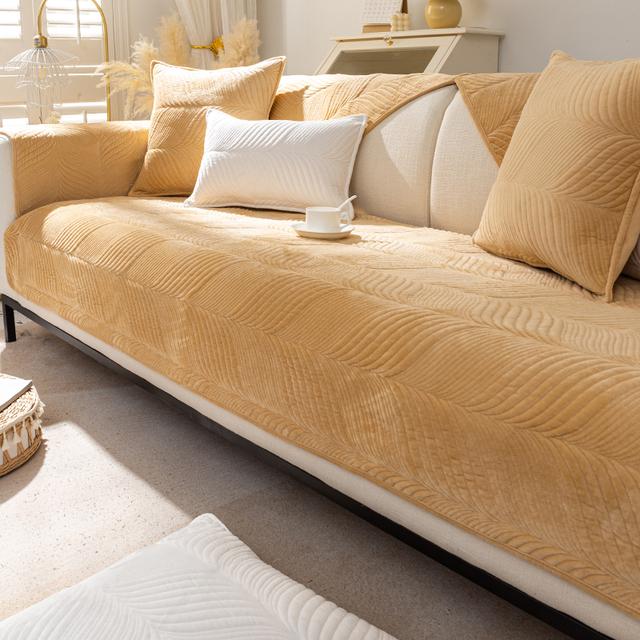 Thicken Plush Sofa Cover Soft Velvet Sofa Mat Anti -Slip Sofa Towel Corner Solid Color Washable Couch Slipcovers For Living Room