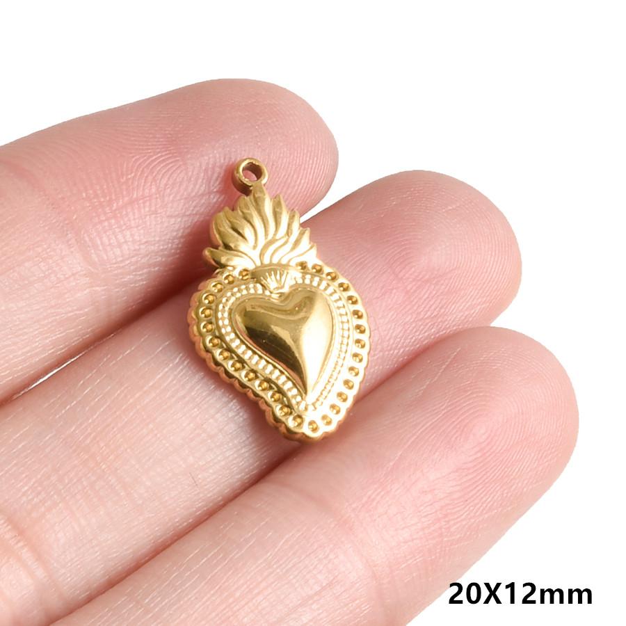 5pcs/Lot Gold Color PVD Stainless Steel Sacred Heart Pendants For Jewelry Making Supplies Sun Love Charm DIY Necklace Bracelets