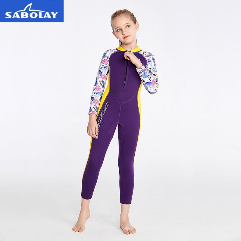 2mm Neoprene Kids Fullsuit Wetsuit Snorkeling Surfing Swimming Warmth Protection Child Diving Gear