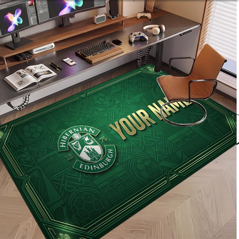 Personalized Crystal Velvet Carpet Hibernian FC Pattern Non Slip Floor Rug
