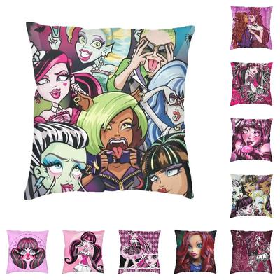 Draculaura Girl Monster High Luxury Throw Pillow Covers Home Decor Cartoon Animation Tv Car Cushion Case
