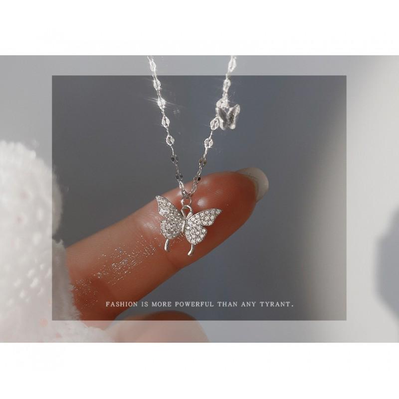 Butterfly Necklace Women Dainty Minimalist Clavicle Chain Trendy Light Luxury Choker Party Jewelry