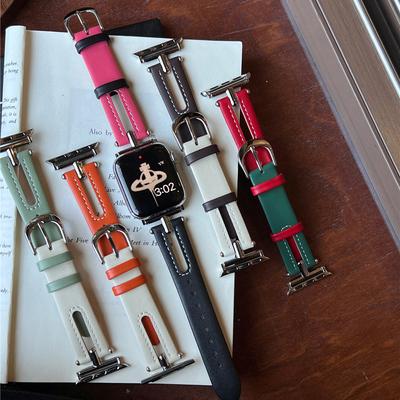 Fashion T-Style Leather Band for Apple Watch Series 9 8 7 6 5 4 3 2 1 Se Buckle Watch Strap for IWatch Ultra 2 49mm 40mm 44mm 41 45mm Bracelet