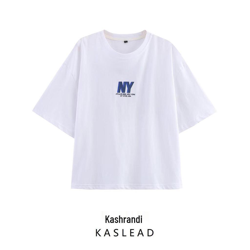 2025 Spring Women's European & American Style Versatile Printed Loose T-Shirt