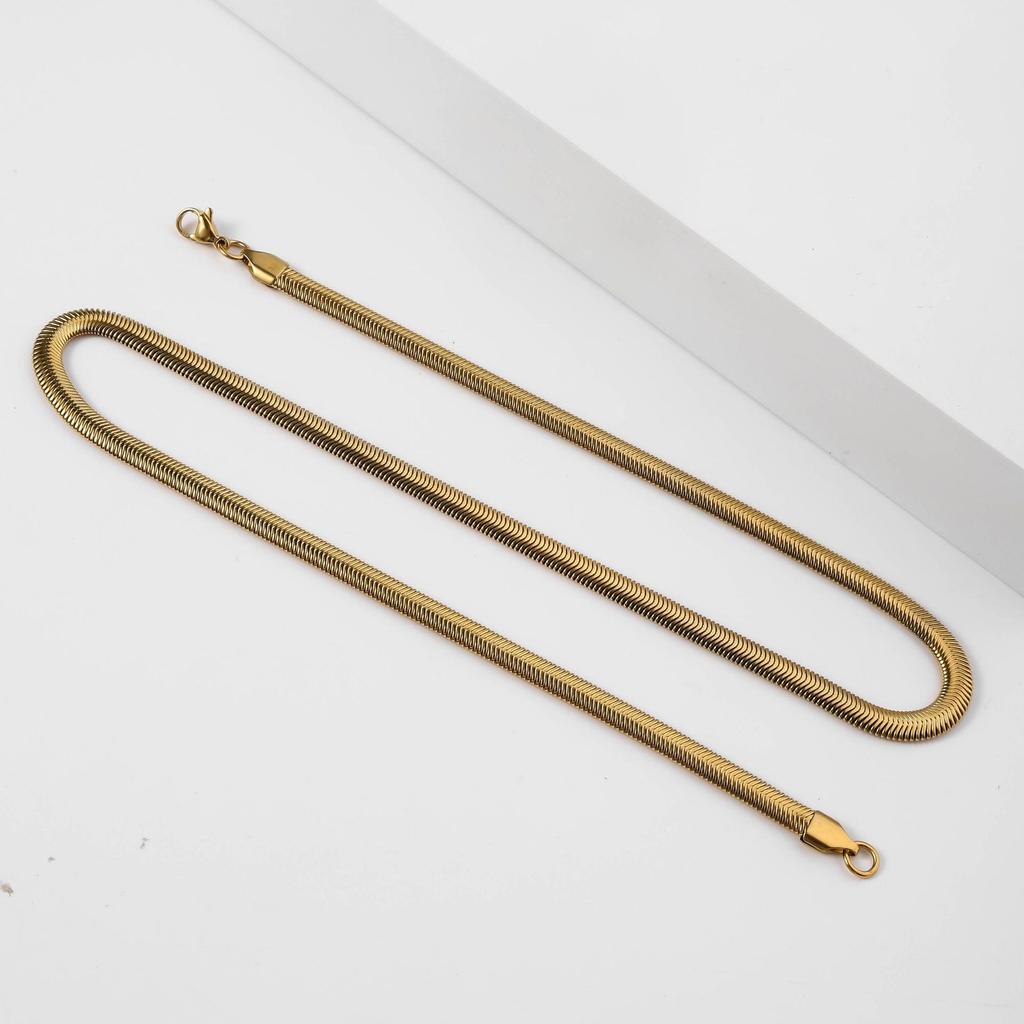 4mm Stainless Steel Flat Snake Chain Necklace Simple Silver Color Soft Chain Men Necklace Hip Hop Jewelry Trendy Accessories