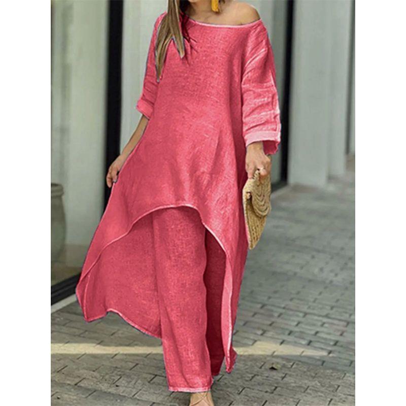 Irregular Long-Sleeve Wide-Leg Pantsuit Irregular Long Sleeve Loose Pants Suit