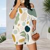 Women Plus Size Off Shoulder Short Sleeve Romper Retro Leopard Animal Print Casual Jumpsuit Shorts