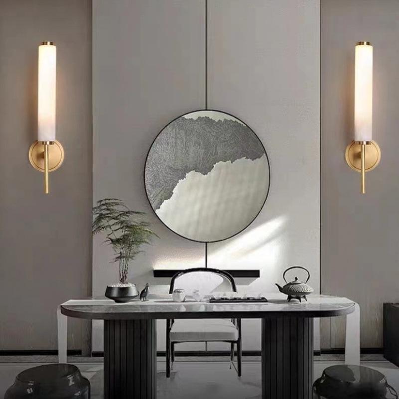 Elegant All-Copper Marble Wall Lamp for Living Room, Hotel, or B&B Corridor/Bedsides