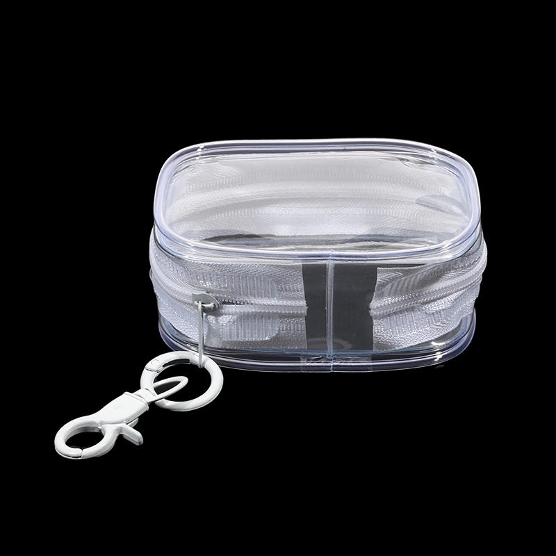 Small Clear Figure Display Bag with Keychain Portable Zipper Waterproof Mini Doll Pouch Carrying Case for Figures Collectibles