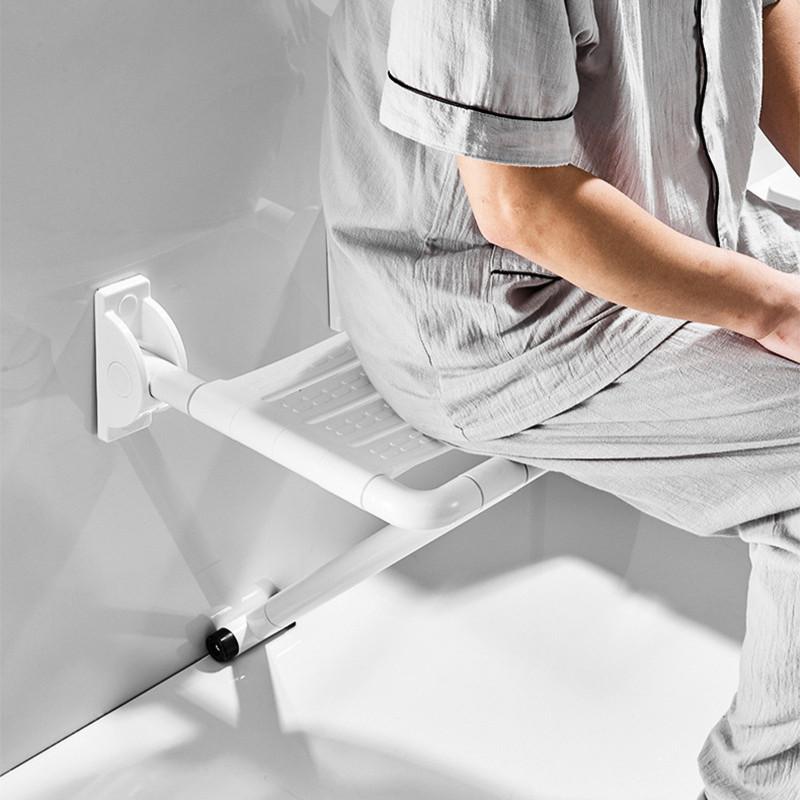 Foldable Elderly Shower Chair Disabled Accessible Bathroom Wall Chair Household Nylon Base Bath Stool