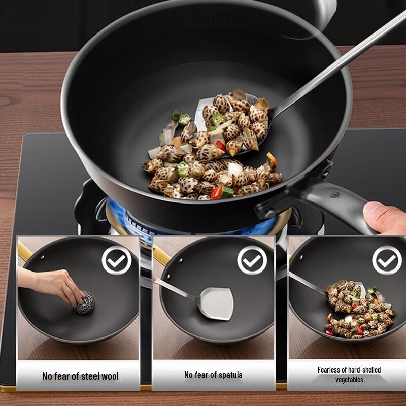 Three-Headed Eagle 24cm Antibacterial Pure Titanium Wok