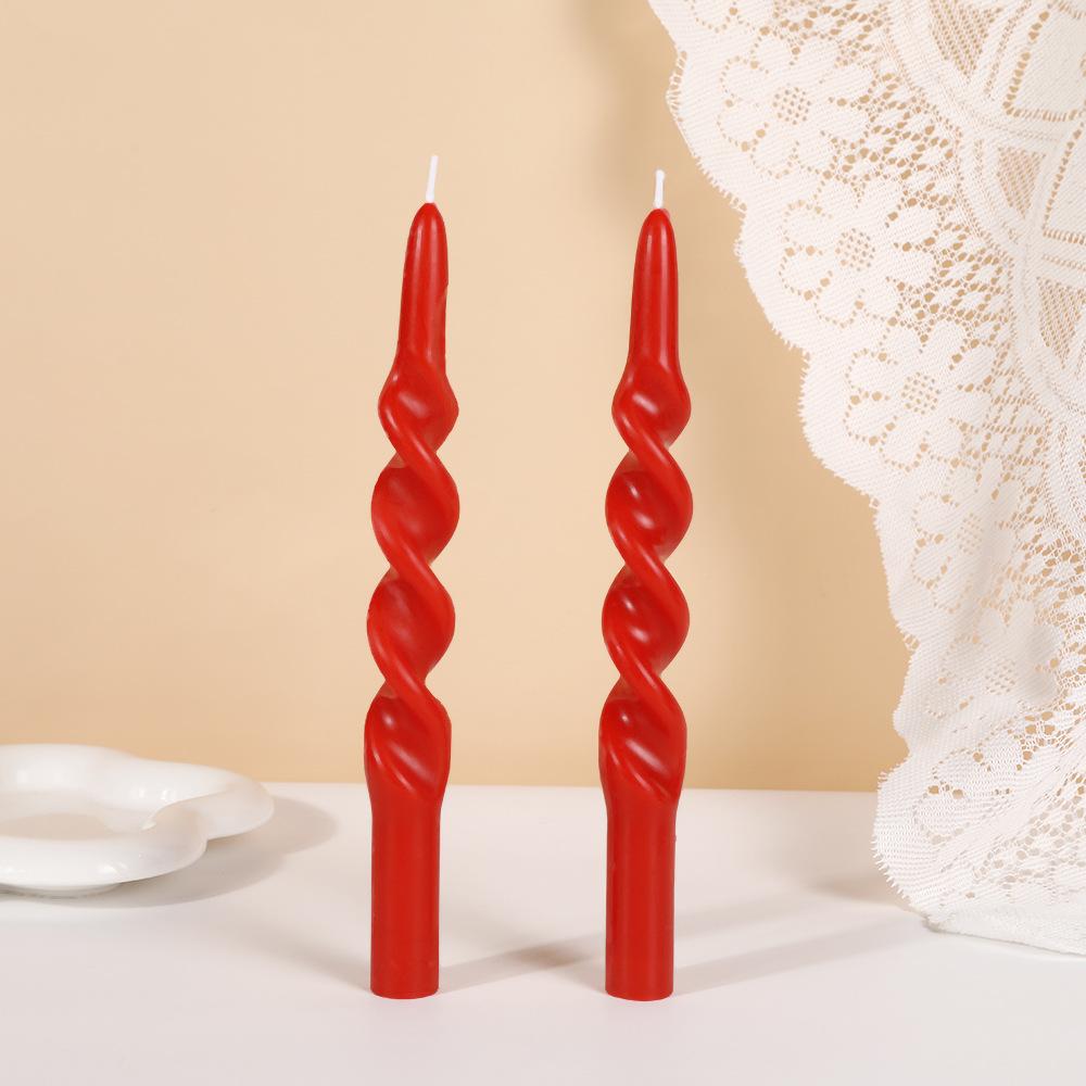 10-inch Classic Colorful Threaded Long Rod Candle Home Creative Odorless Twisting Rod Wax