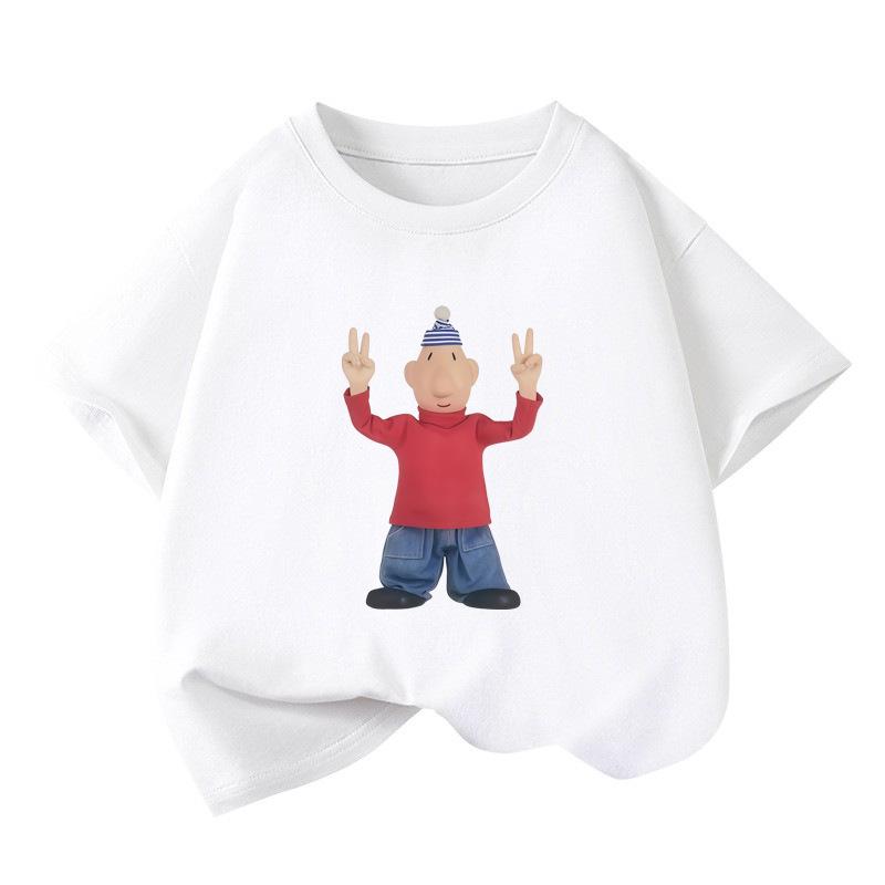 Kids Summer Cartoon Print T-Shirt - Short Sleeve & Round Neck 110 cm