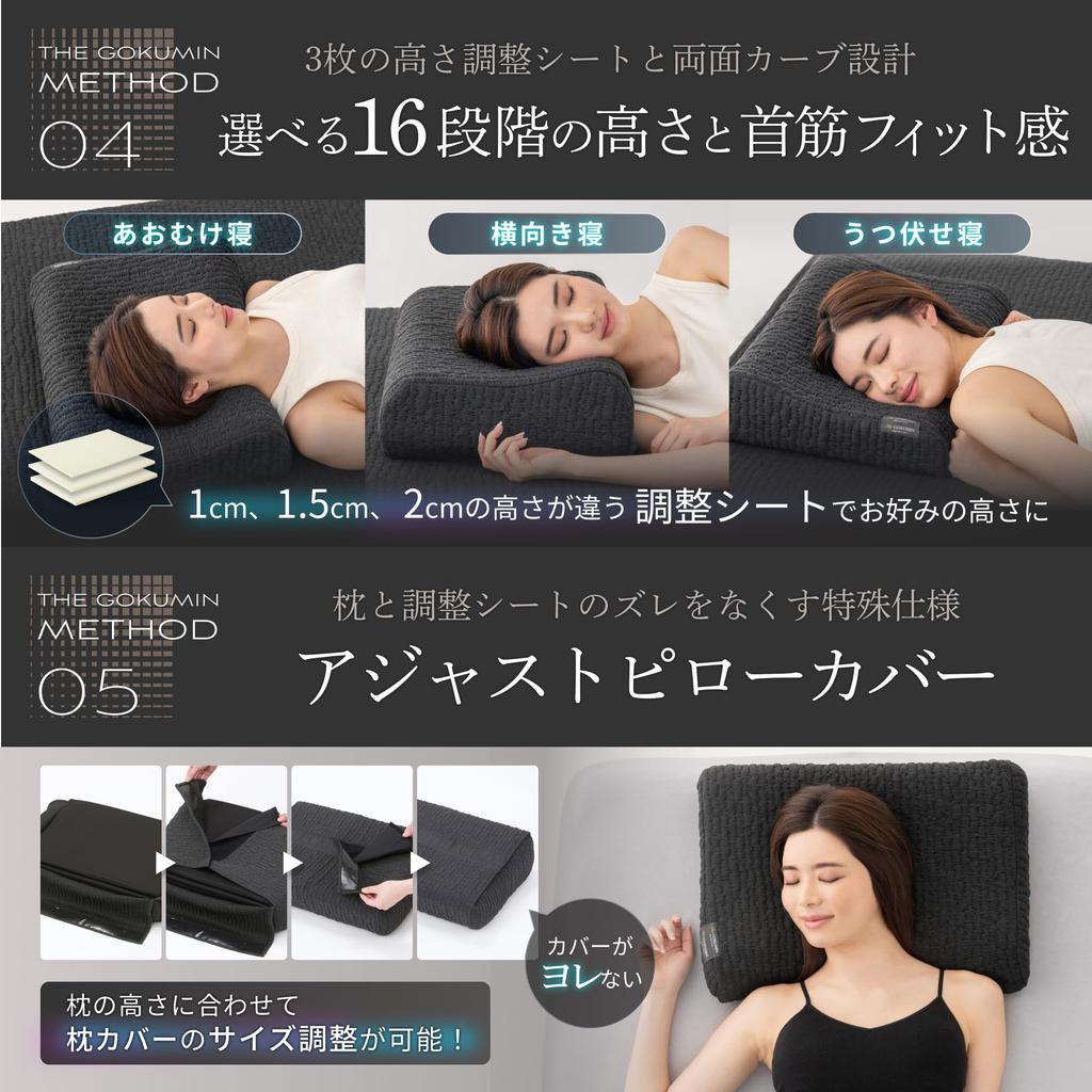 GOKUMIN Made in 16 Height Neck Pain 60D Perfect for Back and Side Gokumin p01 Pillow, High-Resilience, Firm, High, Washable, Breathable, Japan,