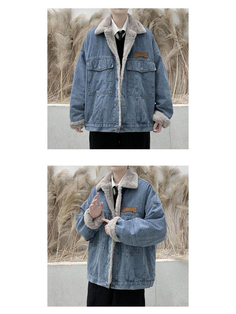 Herrfleecefodrad jeansjacka: Japansk Retro, Höst/Vinter 2025, med Foder av Lamull