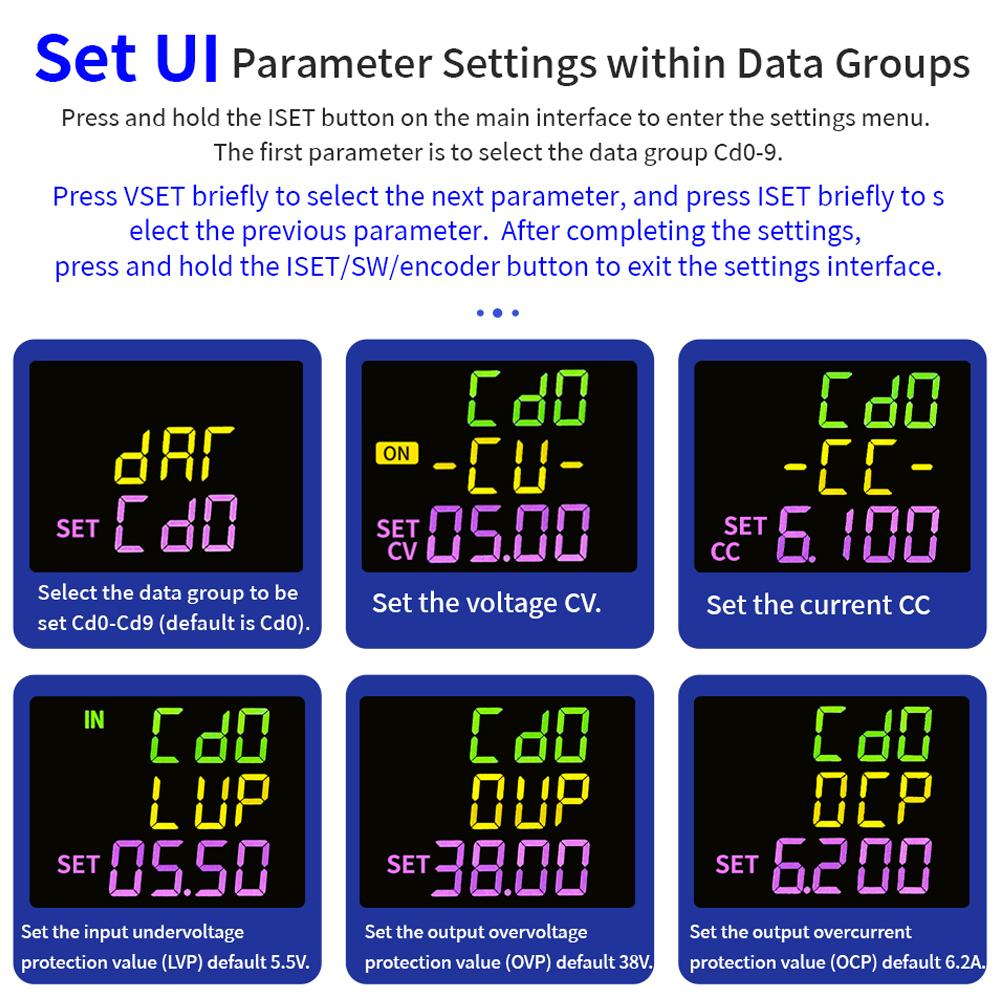 Regulator digital de tensiune pentru curent continuu Modul de alimentare Unghi de vizualizare complet VA Display LCD color