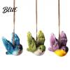Small Hanging Bird Figurines 3Pcs Resin Ornament Hand-Painted Figurine with Jute String Animal Statues for Garden Weatherproof Outdoor Tree