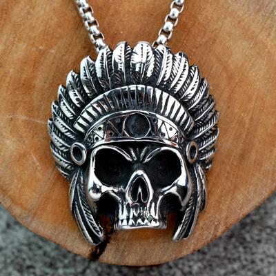 Punk Totenkopf Anhänger: Geheimnisvoller Chief Titanstahl Halskette
