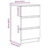 VidaXL Bedside Table with 3 Drawers Sonoma Oak 39x35x65 Cm, Side Table, Bedside Cabinet, Side Table for the 861341