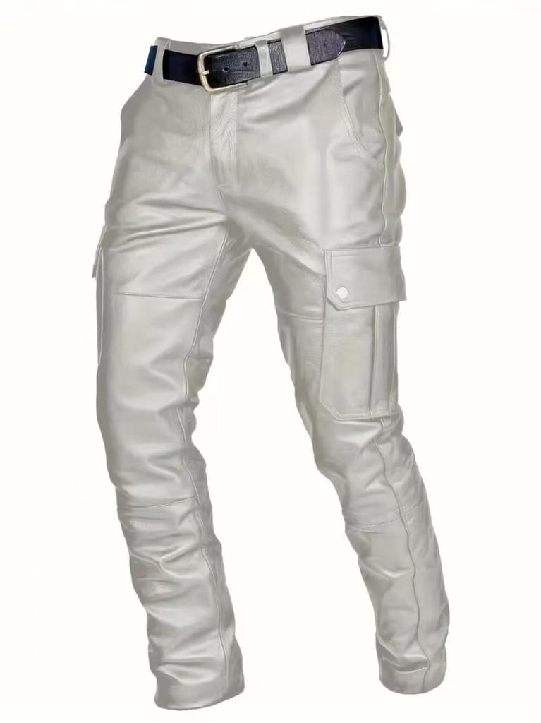 JKQYYSG Erkek Deri Pantolon, Erkek, Motosiklet, Uzun Boy, Biker Pantolon, Sahte, Büyük Beden, Bahar,