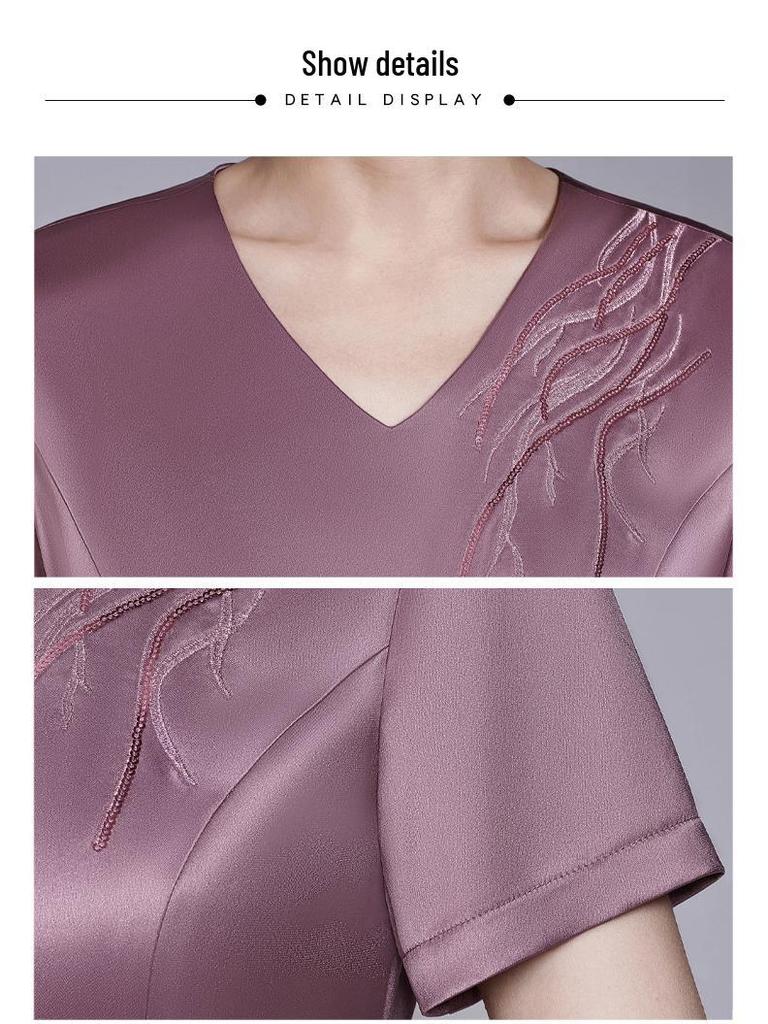 High-End Acetate Satin Summer Dress for Formal Events