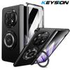 KEYSION 360° Rotating Magnetic Ring Stand Phone Case for MagSafe for OPPO Find N5 Hinge Phone Cover with Glass Screen Protector