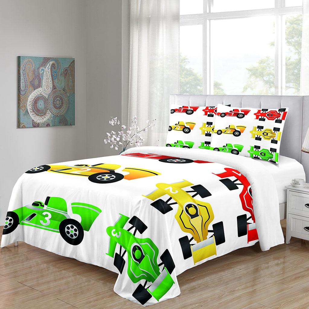 Bettwäsche-Set 200X220 Rennwagen 3D Bettbezug, 3-teilig Schlafzimmerdekoration Bettwäsche Einzel Doppel King Teenager Kinder Erwachsenenzimmer