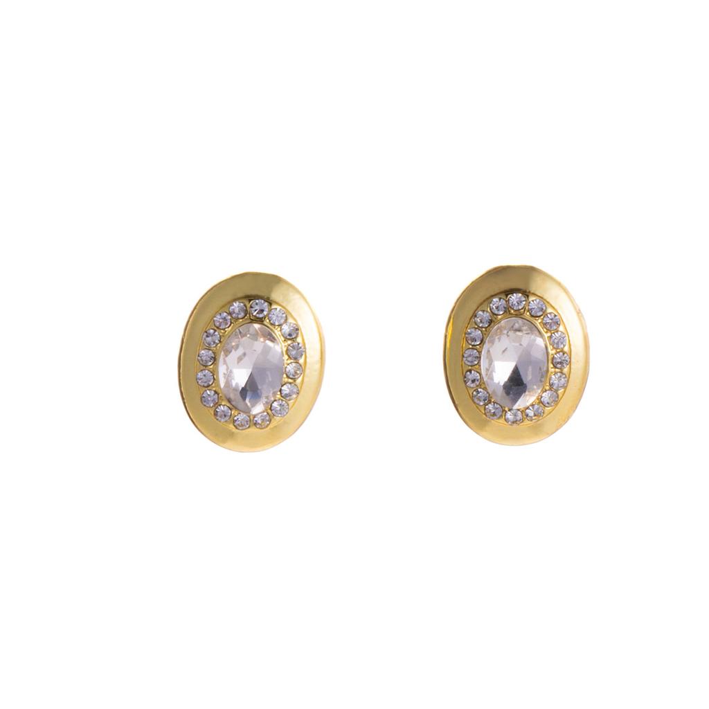 French Retro Super Flash Oval Diamond-Set Earrings, Autumn And Winter High-End Fashion Temperament Earrings