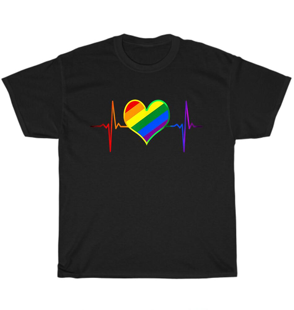 Сердцебиение Пульс Гордость ЛГБТК Сообщество Месяц Гордости Радуга Футболка Унисекс Подарок 3XL
