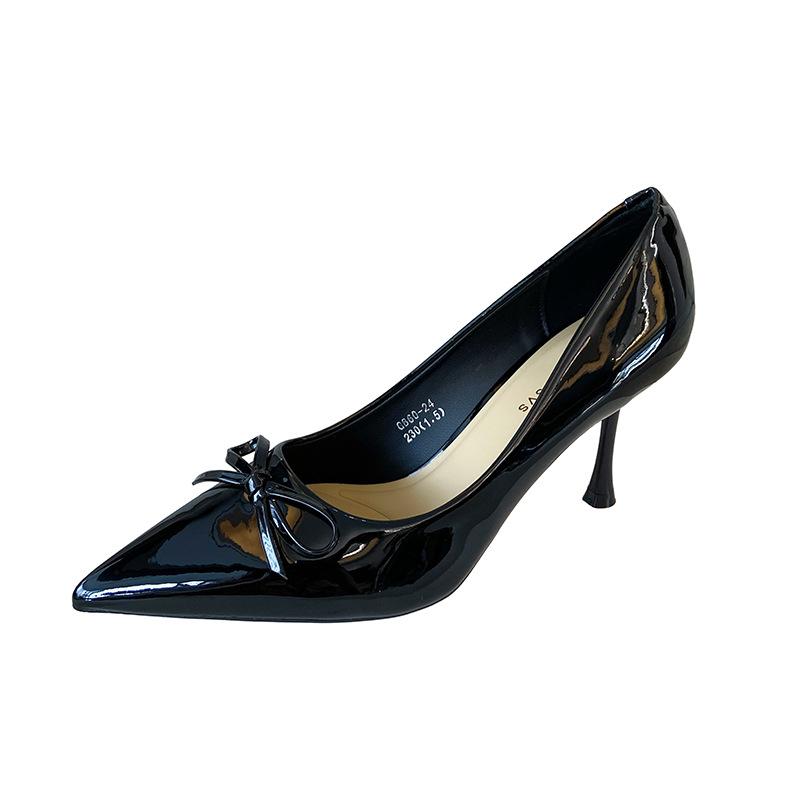 G860-24 French High-heeled Single Shoes Women's 2025 New Summer Pointed Head Bow Night Breeze Gentle High Heels