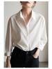  For professional commuting, layered white shirts for women, loose long-sleeve formal interview shirts