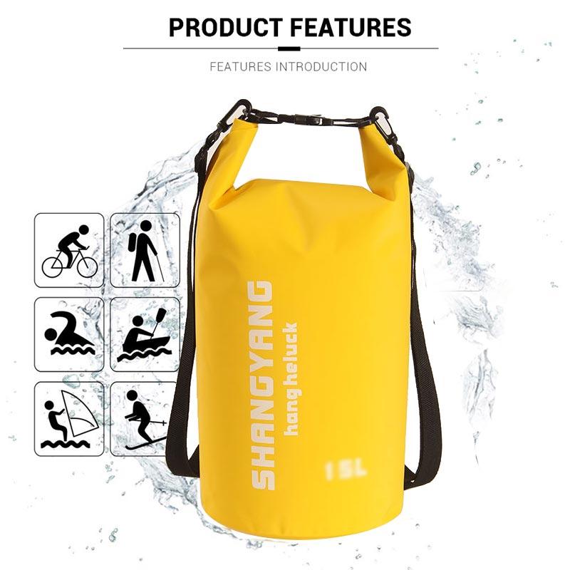 Outdoor PVC Dry Sack Bag Waterproof 10L 20L 30L Motorcycle Bag Shoulder Bag for Diving Swimming Hiking Driving Travel Kits